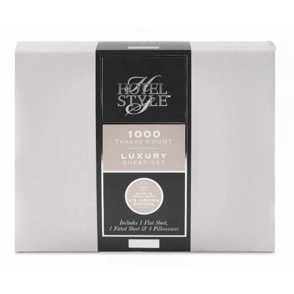 Hotel Style 6-Piece 1000 Thread Count Bed Sheet Set King Platinum Silver 18”deep - Picture 3 of 8